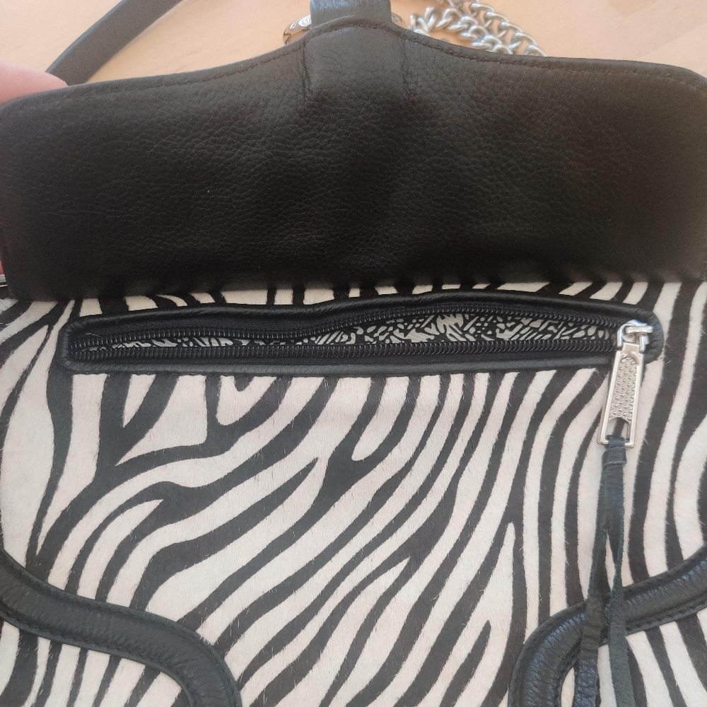 Rebecca Minkoff White Zebra Print Ponyhair Bag euc Black Cross Body Bag - Picture 4 of 10